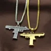 Uzi Zirconium Diamant Pendentif Collier Hip-Hop Personnalité Submachine Accessoires Creative Bijoux Cadeau