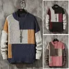 Design försäljning mens tröja höst vinter mode färg block pullover mens casual stickad tröja män hög kvalitet street tren