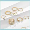 Cluster Rings Jewelryopen Ring 8 Stks Sets Boheemse Geometrische Set Transparante Kristallen Steen Gouden Ketting Dames Sieraden Aessoires D