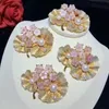 Pins, broscher oregelbunden blomma brosch färgrik skal pärla lyxig stor mikro asfalterad cubic zirconia kristall brosch / pin julklapp