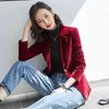 Peonfly Spring Herbstanzug Mantel Frauen Mode Slim Velvet Longäredjacke weiblich lässige Plus-Größe Blazer 211122