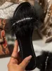 Designer Slippers Women Shoes 2022 Summer Flats Sandals Ladies Fashion Crystal Dress Beach Female Flip Flops Fur Slides 0227