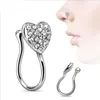 Moda uomo donna finto cristallo naso piercing gioielli per il corpo a forma di cuore naso cerchio narice anello al naso cartilagine anello trago