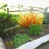 Yellow Orange Floor Lamp Garden Art Decoration Outdoor Hand Blown Glass Flower Trees Sculpture for Villa Home Hotel 20 Inches