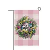 Bandera de jardín de conejito de Pascua feliz, tamaño doble, 12,5 x 18 pulgadas, bandera de casa de conejo de primavera, decoración al aire libre, arpillera SN6215