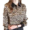 Chemisier en mousseline de soie pour femmes coréennes pour femmes à manches longues femme top léopard polo cou femme basique 210604