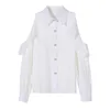 Autumn Off-Shoulder Chiffon Shirt White Blouse Women Temperament Korean Fashion Loose Reffles Turn-down Collar Blusas 10844 210528