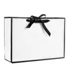 Gift Wrap 10pcs White Kraft Paper Bag With Handles Clothes Shopping Large Storage Party Favor Candy Packaging Bow322W