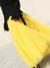 95 CM Long 2 Couches Maille Avec Doublure Expansion Jupe Jaune Tulle Taille Élastique Été Plage Voyage Balle Big Swing Jupes 210621