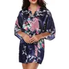 Damskie jedwabne satynowe kimono szata ubieranka suknia ślubna bathrobe sleepwear 210924