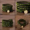 Bracelets feitos ￠ m￣o 5 linhas Bracelete de couro BOHO Verde Imperial Jaspers Mindedas Arte TEMANDA TENHA VINTAGE J￳ias Presente de t￪nis Drop Drop 2021