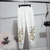 New Autumn Winter tracksuits Tops Women Set Embroidery Sweater Knitted Pencil Pants Two Piece Outfits Female Casual White Pullover Top Knit Trousers 2pcs