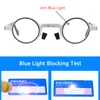 Круглая металлическая рамка складные очки для чтения для чтения мужчины женщин анти синий световые лучи блокируют пресбиопию настойчивые очки 1.5