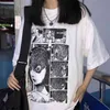 Vit Tees Junji Ito Horror Manga Uzumaki T-shirt Kvinnor Mode Toppar Grunge Aestetic Anime Tee Hipsters Harajuku Style T Shirt 210720