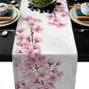 Pościel Burlap Table Runner Dresser Scarves Pink Cherry Blossoms Kuchnia Biegacze na obiad Wakacyjny Party Wedding Decor 210708