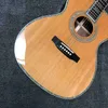 Custom Solid Cedar Top Om Round Body Acoustic Guitar Ebony Fingerboard Abalone Binding Acceptera OEM Folk gitarr