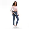 L-2032 Cropped Shirts Slim Fit Sweatshirts Met Cups Running Outfit Lange mouw Yoga Tops Outdoor Sport Jas Jas Vrouwen Vrije tijd Hoodie Fitness Wear