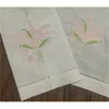 Set of 12 Handkerchiefs White Linen Hemstitched Tea Towel -14x22"Cloth Guest Hand Dish Towels embroidery Floral