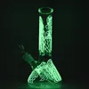 Glow In The Dark Hookahs Jellyfish Water Pipe Diffused Downstem Glass Bong 18mm Female Joint Straight Tube Oil Dab Rig With Bowl