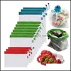 Aufbewahrung Housekee Organisation Hausgarten Aufbewahrungsbeutel 5 Teile/satz Wiederverwendbare Produkte Schwarzes Seil Obst Gemüse Spielzeug Mesh Waschbar Umweltfreundlich