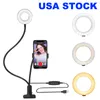 10 "Ring Light LED Desktop Selfie Diody LED USB Kamera Ringlight 3 kolory Oświetlenie ze statywu Stojak na telefon komórkowy uchwyt i do fotografii Makijaż na żywo