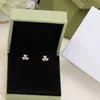 Damdesignerörhängen Sterling Silver Clover Diamond Stud Frivole Örhängen Örhänge för kvinnor