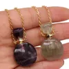 21XL0023 stainls steel chain perfume aromatherapy bottle natural stone pendant necklace