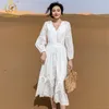 Automne Vintage femmes manches longues dentelle blanche robes longues Vocation vêtements de vacances Vestido Da Festa 210520