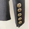 Yüksek Street EST Tasarımcı Blazer Ceket kadın İnce Uydurma Kruvaze Metal Aslan Düğmeleri Şal Yaka 210521