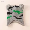 Toddler Winter Hat Dinosaur Printed Wool Hat for Boys Warm Baby Girl Beanie Fleece Infant Knit Snow for Newborn G1023