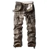 Homem calças de carga estilo militar tático exército calças bolso corredores em linha reta solto baggy camuflagem roupas masculinas 220118