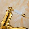 Bathroom Sink Faucets BOCHSBC European Style Vintage Basin Faucet Brass Gold Finish Water Taps Antique Art Vanity1