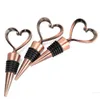 Champagne shape of love Metal Wine Bottle Stopper Tools Rose Gold Silver Elegant Heart Lover Shaped Red Wine-Stopper Kitchen Tool SN3261