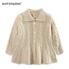 Mudkingdom Fashion Girls Cardigan Sweater Ruffle Button Children Knitted Outerwear Little Girl Clothes Spring Autumn Kids jacket 211104