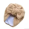 Kepsar mössor fast färg båge knut baby hatt turban född tjock vinter varmare lock mössor huvudwrraps för spädbarn toddler o22 21 dropship
