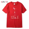 Xinyi Męska koszulka Najwyższa jakość 100% bawełna Cool Funny Astronaut Print Casual Loose Men T Shirt O-Neck T-shirt Men Tee Shirts X0621