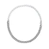 Plated Half 10mm miami cuban link chain half 8mm pearls choker necklace for Men and Women in Stainless Steel