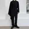 IEFB / Erkek Giyim Niş Kişilik Düzensiz Yaratıcılık Moda Takım Elbise Ceket Kumsallı Siyah Beyaz Blazers Için Kemer Y3382 210524
