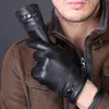 قفازات أصابع رجل جلد طبيعي الشتاء الحرارية سماكة الدافئة جلد الغنم المخملية في الهواء الطلق قفاز أزياء القيادة الرجال ML016