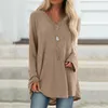 Blusa de manga larga con cuello en V para mujer de marca, ropa de otoño para mujer, jersey informal, Tops, blusas de L-5XL de gran tamaño, camisas