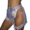 Kvinnors Shorts 2022 Sommar Kvinnor Sexig Big Hole Denim Jeans Pole Dance Pantalon Corto Mujer