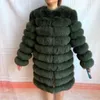 Zimowe ciepłe damskie płaszcz naturalny futro prawdziwa kurtka z długim rękawem odpinany 4in1 długie 211110