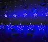 Decorazione per feste Luce per tende a LED blu rosa Stella e luna Luci per corde per vacanze 2M 138led Lampada decorativa impermeabile per matrimoni, feste, luci natalizie