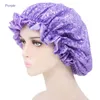 Solid Women Satin Bonnet Fashion Sequins Silky Big Bonnet Cap for Lady Sleep Headwrap Hat Hair Wrap Accessories