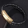 Funky punk lederen manchet armband roestvrijstalen knop gesp armbanden voor man en vrouw paar