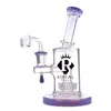 2021 Dab Oil Rig 6 Arm Tree Prec Recycler Bong Narghilè Femmina 14.5mm Tubo dell'acqua in vetro con quarzo Banger Drop Ship