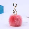 Schlüsselanhänger Frauen Pelz Schlüsselanhänger Auto POM 8cm 13 Farbe geschwollene Ledertasche mit Perlen schöne Schmuck #16002