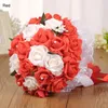 Dekorativa blommor kransar falska rosblommatillbehör Vit konstgjorda festliga festförsörjningar bröllopsdekorationer buketter