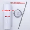 20oz tumblers sublimação espaços de embornalhos garrafa de água de aço inoxidável canecas Cerveja clássico copo com palhas de tampa