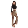 Summer Leopard Plaid Printed Skinny Flared Pants Women Casual High Waist Plus Size Vintage Streetwear Pants Trousers 210608